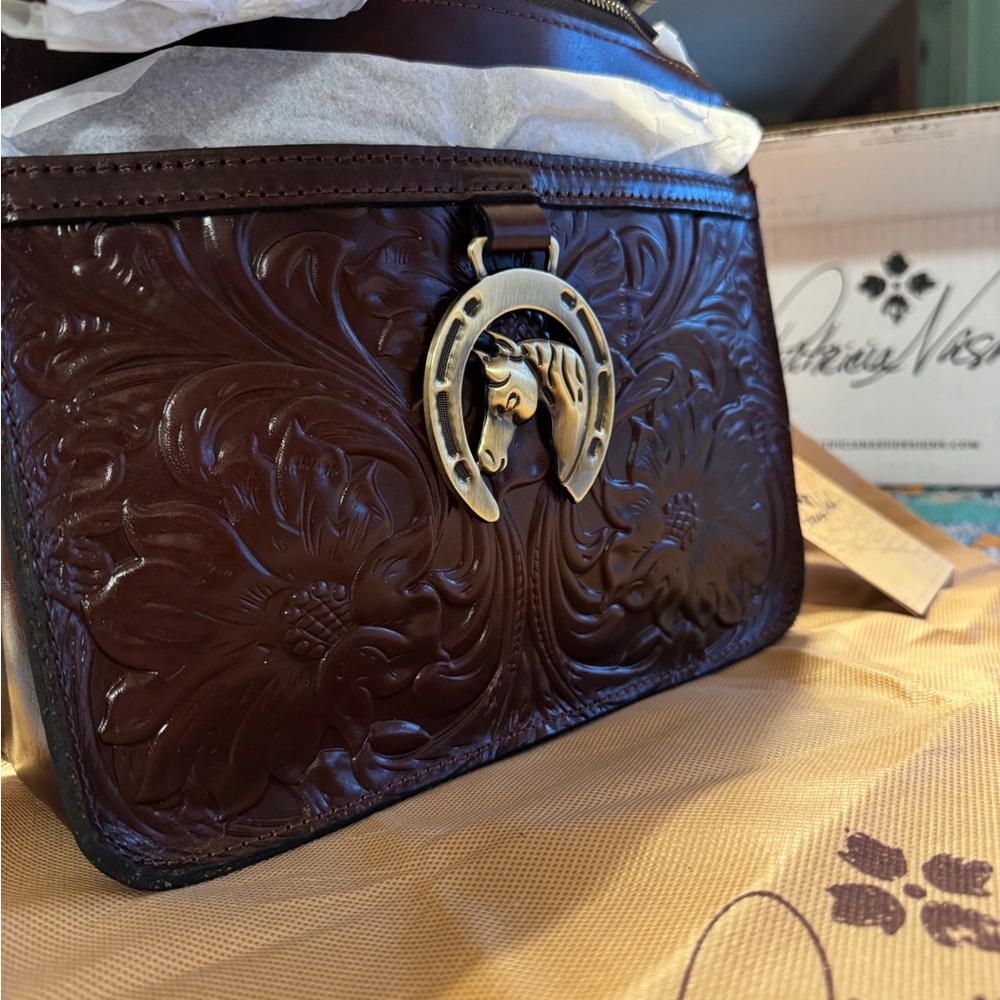 Patricia Nash Embossed Brown Crossbody Bag